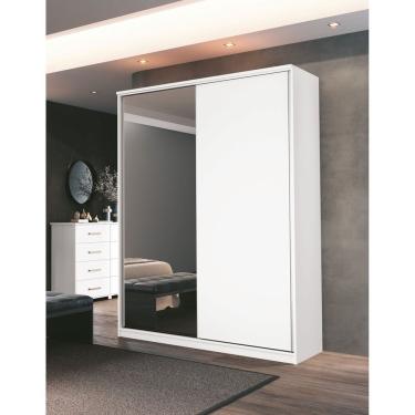 Imagem de Guarda Roupa Solteiro Com Espelho 2 Portas 3 Gavetas Spazio Móveis Fazzio Branco