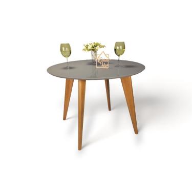 Imagem de Mesa De Jantar Tampo Com Vidro Redonda 90X90Cm Slim Fendi