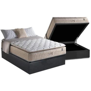 Imagem de Kit Cama Box Baú Casal 138x188 MasterPocket Pillow Top Suede Gray Molas Ensacadas Anjos