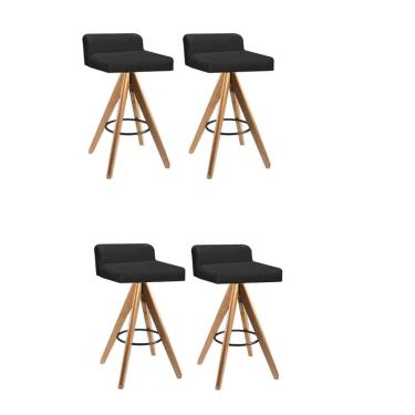 Imagem de Kit 04 Banqueta Alta Giratória Aurea Madeira Balcão Bistrô Cozinha Sintético Cinza