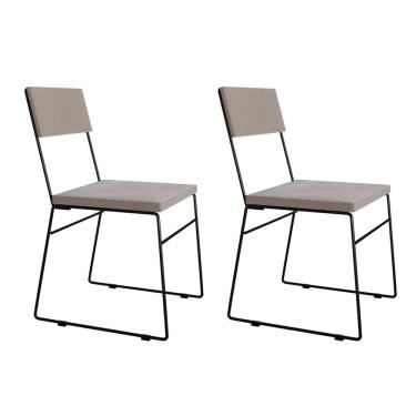 Imagem de Kit 2 Cadeiras De Jantar Estofada Málaga Veludo Bege - Bege