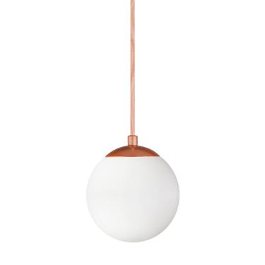 Imagem de Pendente Globo Esfera De Vidro Branco 14cm - Bronze