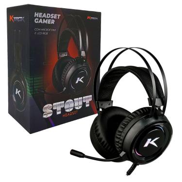 Imagem de Headset Gamer Ktrok Stout, P2 + Usb + Adaptador P3, Rgb, Drivers 50mm, Preto