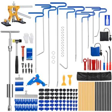 Imagem de polisak Kit extrator de amassados, kit de remoção de amassados sem pintura para carro com levantador dourado e extrator de ponte, ferramenta de remoção de amassados de carroceria automotiva com