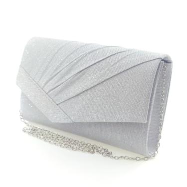 Imagem de Bolsa de mão feminina para festa à noite, casamento, baile, formatura, clutch, Prata - 2