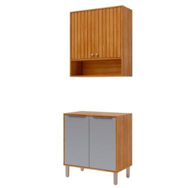 Imagem de Armário Aéreo com Balcão Divina 80 cm Para Cozinha 4 Portas - Loja Doc