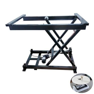 Imagem de ANTEISI Mesa de elevação elétrica tipo tesoura, plataforma ajustável em altura, moldura de metal preta