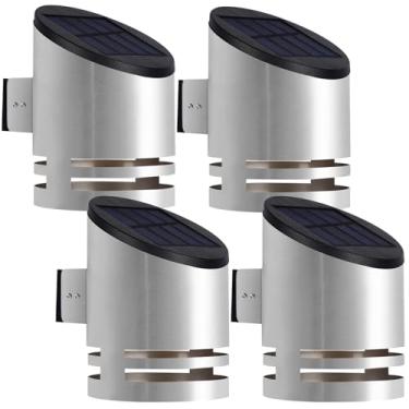 Imagem de Dynaming Pacote Com 4 Luzes De Parede Solares, Arandela Externa Aço Inoxidável, Led Sem Fio, Liga/Desliga Automáticas, Luz Cerca, Deck, À Prova D'Água Para Garagem, Escada, Pátio, Varanda, Celeiro,
