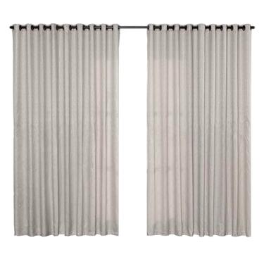 Imagem de Cortina Jacquard Modelo Prisma, 3,00m x 2,50m, Tecido Poliéster, Estampa Geométrica, para Sala ou Quarto, Cor Off White