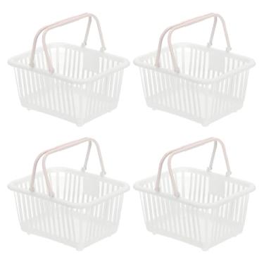 Imagem de PATIKIL 4 peças de cesta pequena de plástico, mini cesta de armazenamento de mercearia pequenas cestas de compras com alças organizador de água filtrada para organizar brinquedos, ovos, frutas