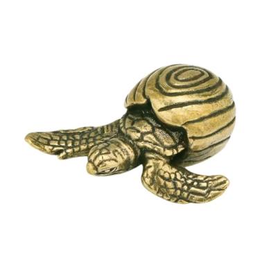 Imagem de IEUDNS Estátua de tartaruga, figura animal, bandejas de chá, acessórios, artesanato, ornamento de latão, estatueta de tartaruga para sala de estar, mesa,