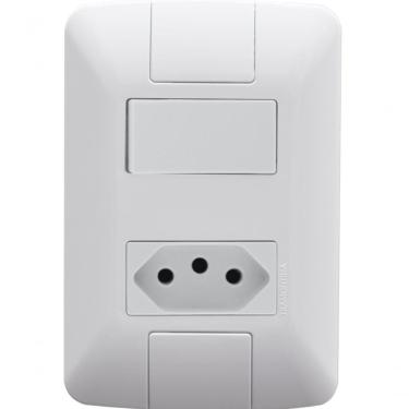 Imagem de Kit 12 Conj 4x2 1 Interruptor Tomada 2p+t 10a 250v Tramontina