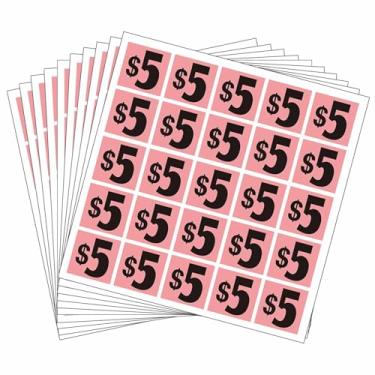 Imagem de DUGUTUL 500 adesivos quadrados de preço de US$ 5 | Etiquetas grandes de 2,5 x 2,5 cm | Qualidade premium para vendas de garagem, vendas de quintal e mercados de pulgas | Adesivo forte, impermeável e à