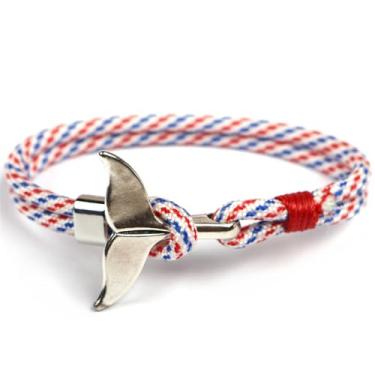 Imagem de HuiApparel Pulseira exclusiva de cauda de baleia de 20 cm, paracorde de nylon, design elegante inspirado no oceano, One Size, Nylon, Sem Pedra Preciosa