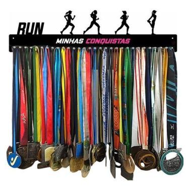 Imagem de Porta Medalhas Corrida De Rua Feminino P/ Até 100 Medalhas - QUADRO DE