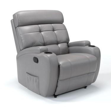 Imagem de Poltrona do Papai Reclinável Manual em Corino Importado com Massageador (Cinza)