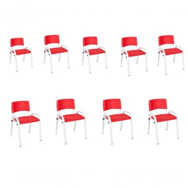 Imagem de Kit 9 Cadeira Iso Infantil Creche, Escola Base Branco Vermelho