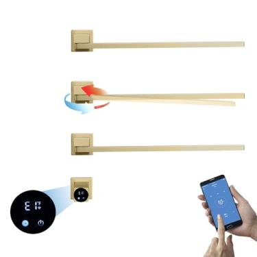 Imagem de QREZAA Toalheiro Aquecido, Aquecedor Com Display Digital, Trilho De Radiador Giratório 180°, Controle Por Wi-Fi, Temporizador Elétrico 1 A 24 Horas, 46°C 63°C, Suporte Oculto 66 W Para Banheiro