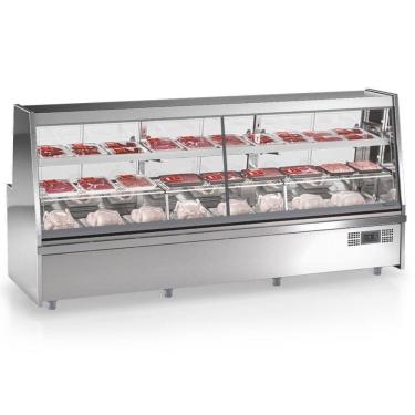 Imagem de Balcão De Frios E Avícola Aquecidos Grta300a Gelopar Expositor De Carnes Inox 3mt 220v