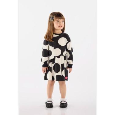 Imagem de Vestido Infantil em Molecotton Manga Longa Up Baby, Preto, 3