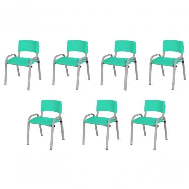 Imagem de Kit 7 Cadeiras Infantil Iso, Escola, Base Cinza- Verde água