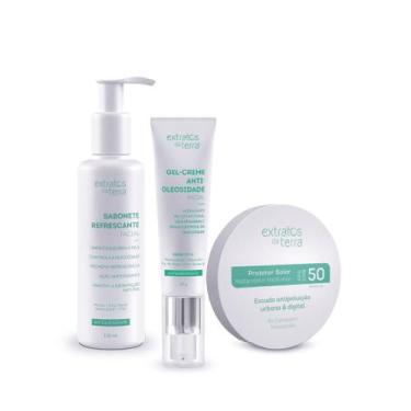 Imagem de Kit Skincare para Tratamento Anti Oleosidade com Pó Matificante FPS50 