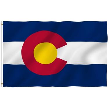 Imagem de ANLEY Fly Breeze 3x5 Foot Bandeira do estado do Colorado em poliéster - Cor vívida e resistente ao desbotamento UV - Cabeçalho de lona e costura dupla - Bandeiras do Colorado CO com ilhós