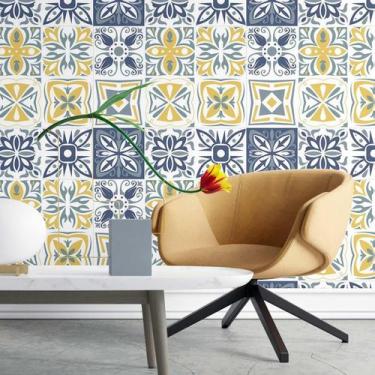 Imagem de Papel de Parede Adesivo Azulejo Azul N03026 0,58X2,5M - Adesivo BR