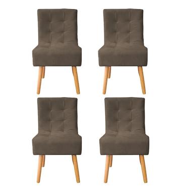 Imagem de Kit 4 Cadeiras Poltrona Sala de Jantar Penteadeira Reforçada Decorativa Liz Suede