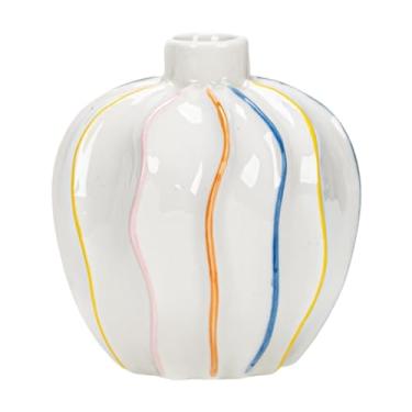 Imagem de predolo Vaso de cerâmica branco para flores, vaso decorativo moderno para flores secas, suporte para plantador para escritório, sala de estar, prateleira, Boca Estreita