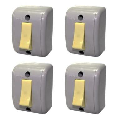 Imagem de Kit 4 Interruptor Silentoque Sobrepor Simples 10a 1500 Pial