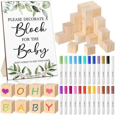 Imagem de Kit de jogos Baby Shower Party Decore a Block Tatuo 75 unidades