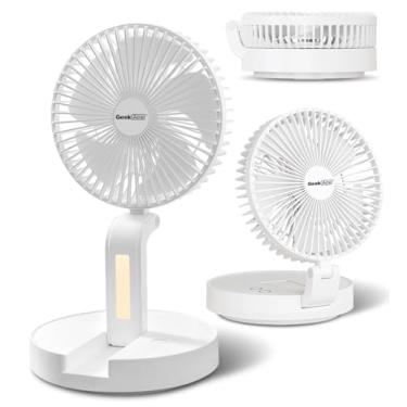 Imagem de Geek Aire Ventilador de mesa pequeno e silencioso, recarregável por USB de 35,5 cm com bateria de 4000 mAh branca