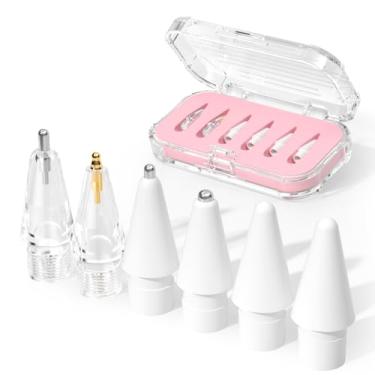 Imagem de JOOSKO Pontas de substituição atualizadas para Apple Pencil Pro/USB-C/2ª geração/1ª geração (com estojo de armazenamento, pontas de metal mistas resistentes ao desgaste para acessórios iPad Pencil