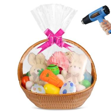 Imagem de Yeumk Pacote com 20 sacos retráteis para cestas de presente sacos de PVC de celofane transparente (45,7 x 61 cm-20 peças)