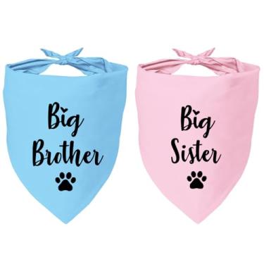 Imagem de Bandana para cães de estimação Big Sister e Big Brother, cachecol triangular para cães pequenos, médios e grandes, anúncio de bebê, acessório para foto revelação de gênero, cachecol para amantes de