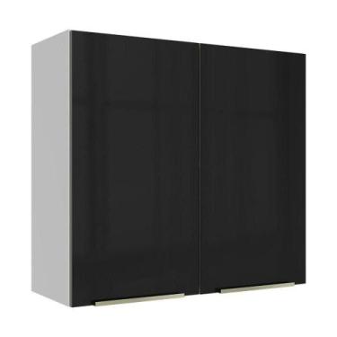 Imagem de Armário Aéreo 70 Cm 2 Portas Branco/preto Lux Madesa Branco/preto