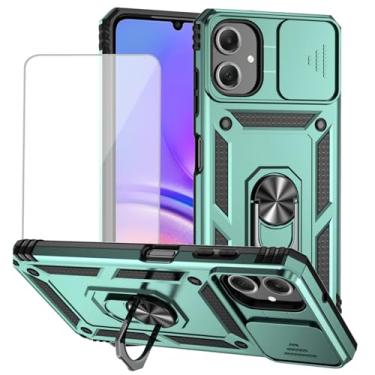 Imagem de Yodueiv Capa para Galaxy A06, capa para SamsungA06 SM-A065F com protetor de tela de vidro temperado e capa de câmera deslizante, anel magnético suporte de carro capa protetora para Samsung Galaxy A06