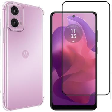 Imagem de Kit Moto G04 e G04s - Capa Capinha Silicone TPU Transparente Anti Impacto + Película Protetora de Cerâmica 9D Anti Risco Anti Impacto Alta Transparente Modelo Compatível Com Motorola Moto G04 - G04s