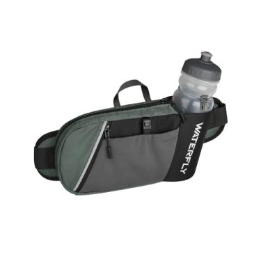 Imagem de WATERFLY Pochete de cintura: suporte de garrafa de água para caminhadas com alça para mulheres e homens, bolsas de quadril de hidratação para corrida, caminhada, viagem - preto e cinza