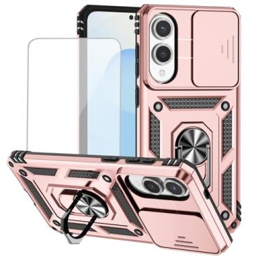 Imagem de Yodueiv Capa para Galaxy S25 Edge/para Samsung S25Edge SM-S937U com protetor de tela de vidro temperado e capa deslizante para câmera, anel magnético para carro para Samsung Galaxy S25 Edge, ouro rosa