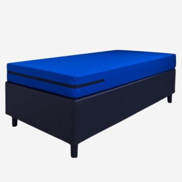 Imagem de Capa colchão impermeavel hospitalar solteiro 88 x 188 x 20 cm - azul -