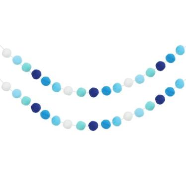 Imagem de PATIKIL 2 peças de guirlanda de pompom, faixa decorativa de 2 metros com 30 bolas de feltro para decoração de quarto de festa de aniversário, dia das bruxas, dia das bruxas, Natal, casamento