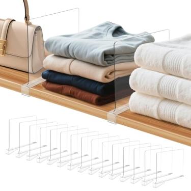 Imagem de Clebay Divisórias de prateleira transparentes, organizador de bolsa vertical para armário perfeito para suéter, camisas (15)