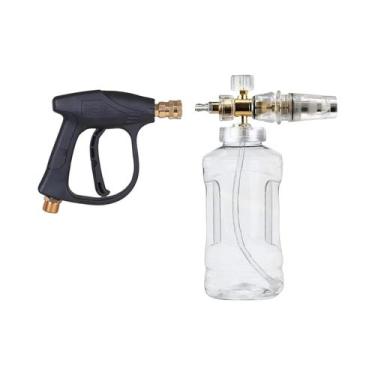 Imagem de Kit Canhão De Espuma Transparente 1L 360 graus Bico Ajustável Giratóri