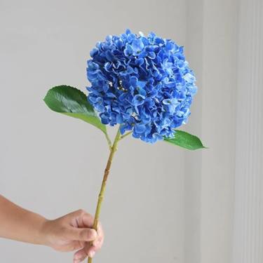 Imagem de Decoração de casa em estilo europeu com flor de hortênsia de seda, arranjo de chão para casamento, flor de hortênsia grande (azul escuro)