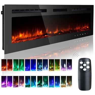 Imagem de Lareira Elétrica de Embutir A54x127L com Controle Remoto e Luz de LED, 1500W, 110v, CEARTRY electric fireplace inserts, Preto