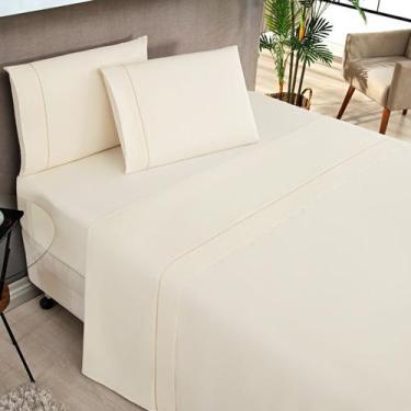 Imagem de Jogo de Lençol Queen Elegance 180 Fios 4 Peças - Palha - Bia Enxovais