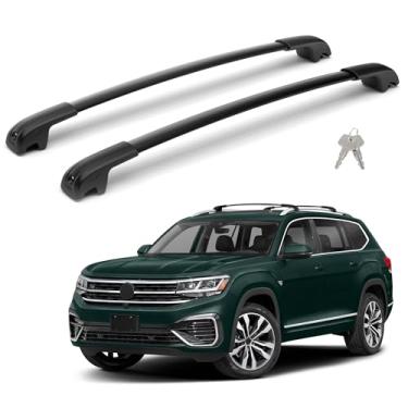 Imagem de Barras transversais de teto com trava de 136 kg compatíveis com VW Atlas 2017-2026, barras transversais de alumínio resistente para bagagens de carga, caiaque, bicicletas, canoa