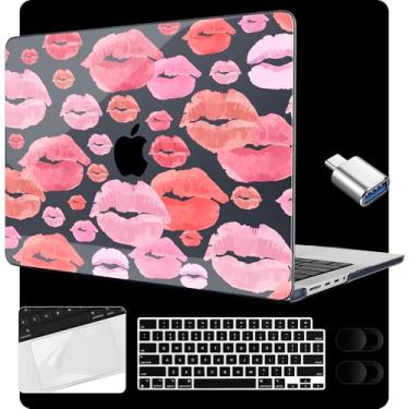 Imagem de MEEgoodo Capa para M4 MacBook Pro de 16 polegadas 2024 2023 2021 (A3403/A3186/A2991/A2780/A2485) M3 M2 M1 Pro/Max Chip, capas rígidas para laptop com capa de teclado e película de trackpad, lábios